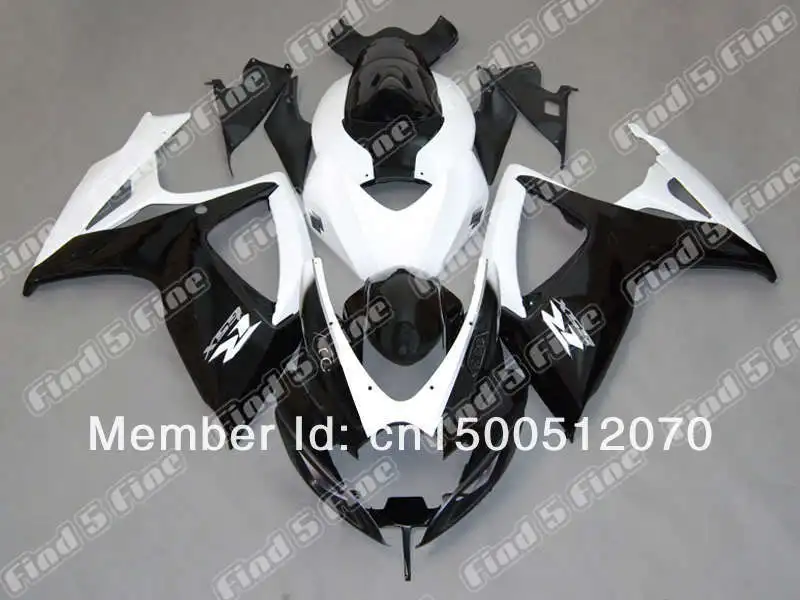 

white black body for SUZUKI GSXR600 GSXR750 06 07 GSX-R600 GSX-R750 06-07 GSXR 600 750 2006 2007 2006-2007 ABS bodywork