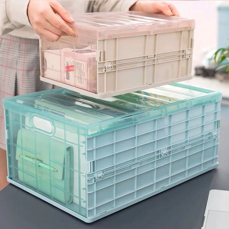 

Collapsible Plastic Storage Crate Box Wardrobe Stackable Home Garage Warehouse Desktop Storage Box Car Underwear Sock Organizer