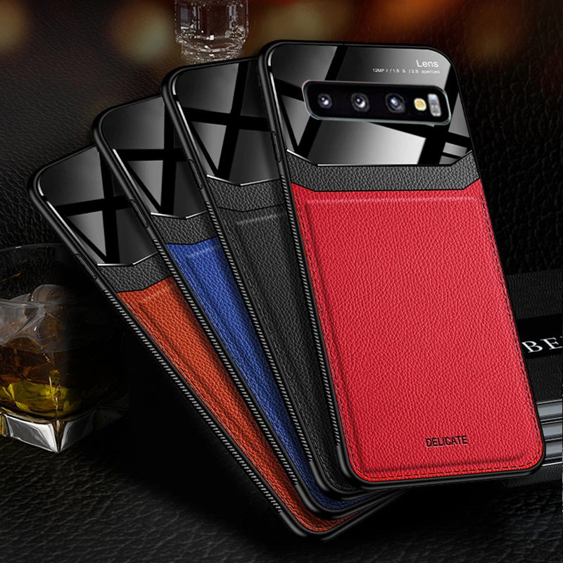 Защитный чехол для Samsung Galaxy Note 10 Plus e кожаный зеркальный стеклянный S10Plus S10e S10 +