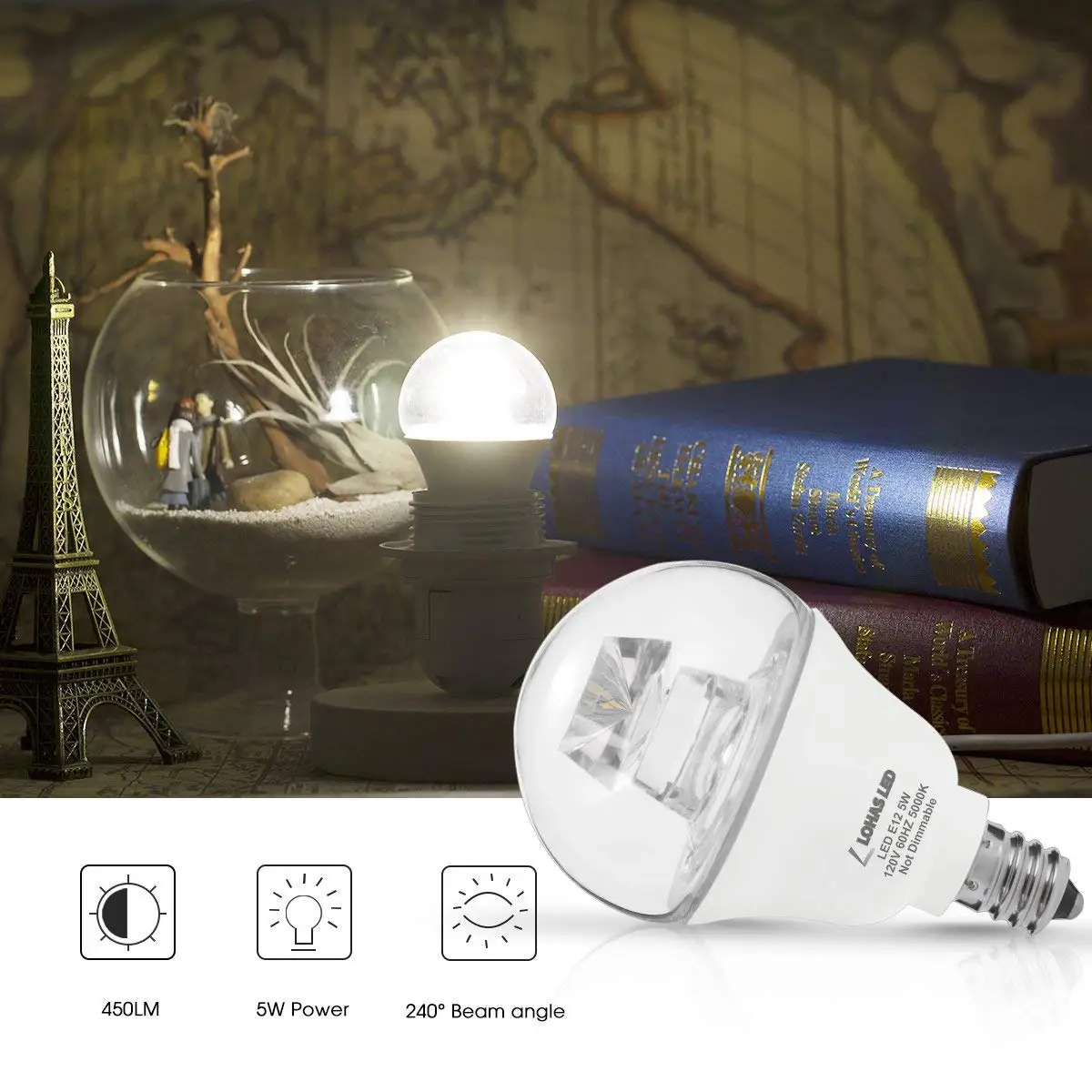 E12 светодиодный светильник 40 Вт эквивалент Глобус G14 Дневной 5000 К Ночник 5 120 в