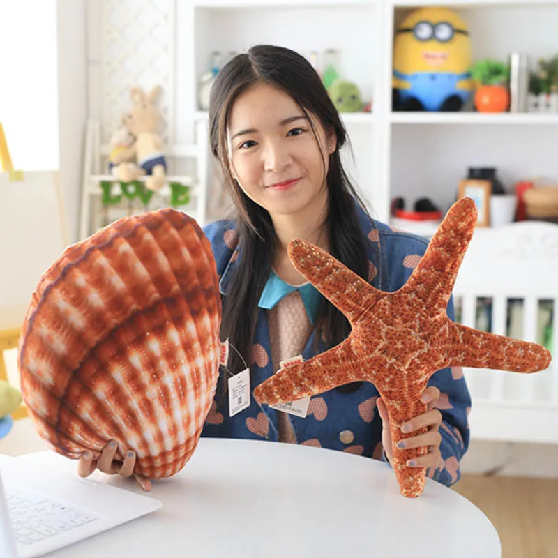 

Stuffed Marine Toys Home Decor Plush Starfish Conch Shell Cushion Pillow Gifts