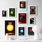 Настенная Картина на холсте с изображением солнца, Марса, земли, Венеры, планеты, солнечной системы, скандинавские плакаты и принты, настенные картины для украшения гостиной