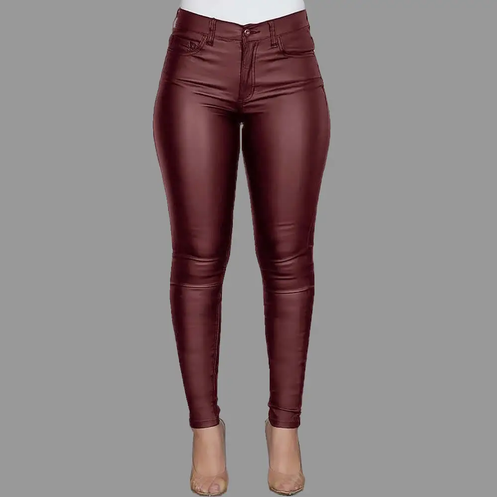 

Woman Faux Leather Pants Skinny Pencil Sexy Slim Fit Trousers Solid PU Leather Bodycon Pants Spring Autumn Fashion Streetwear