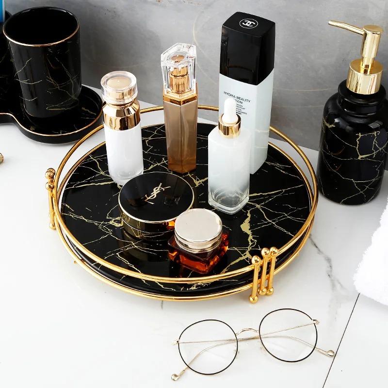 

Nordic Marble Tray Bathroom Supplies Cosmetic Storage Box Storage Tray Living Room Coffee Table Tea Tray Home Storage Decoration