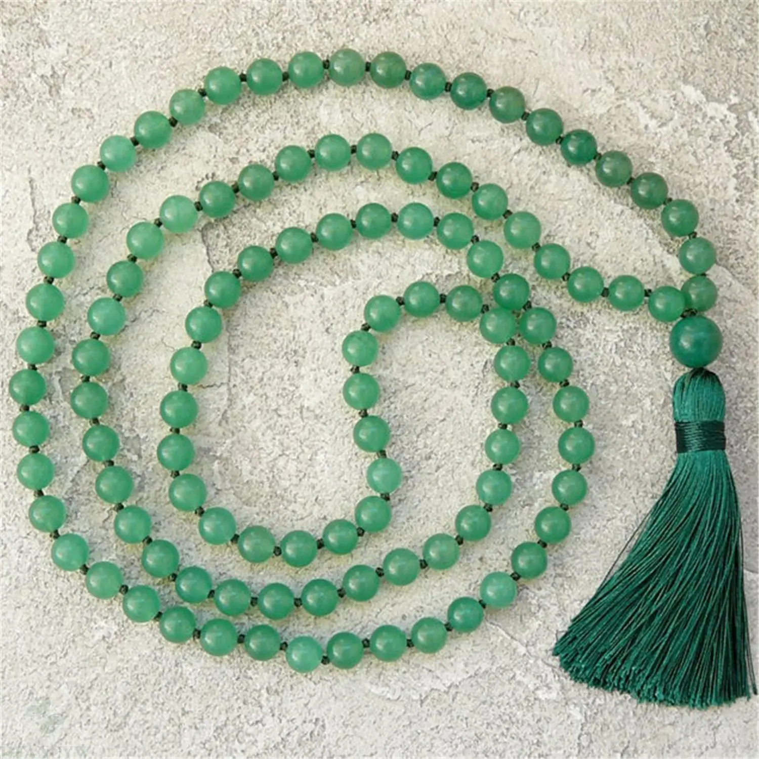 

8mm Green Aventurine 108 Beads Handmade Tassel Necklace Chakra Prayer Yoga Buddhism Retro Mala Jade