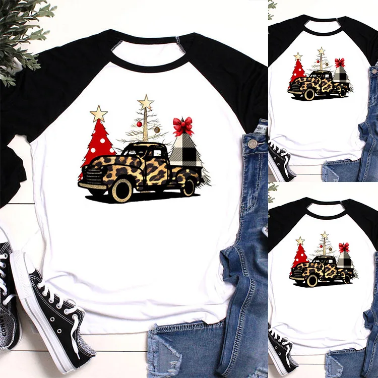 

Woman Long Sleeve Top Female Harajuku Shirt Christmas Shirt Women T-shirts Christmas T-shirts