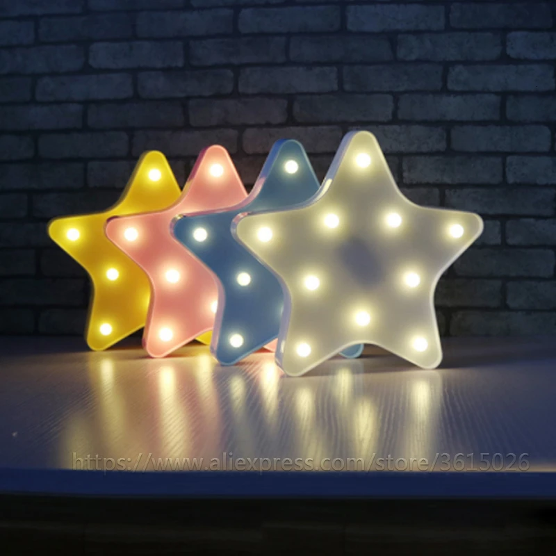 Прикроватная лампа в виде сердца луна звезда облако светодиодный ночсветильник