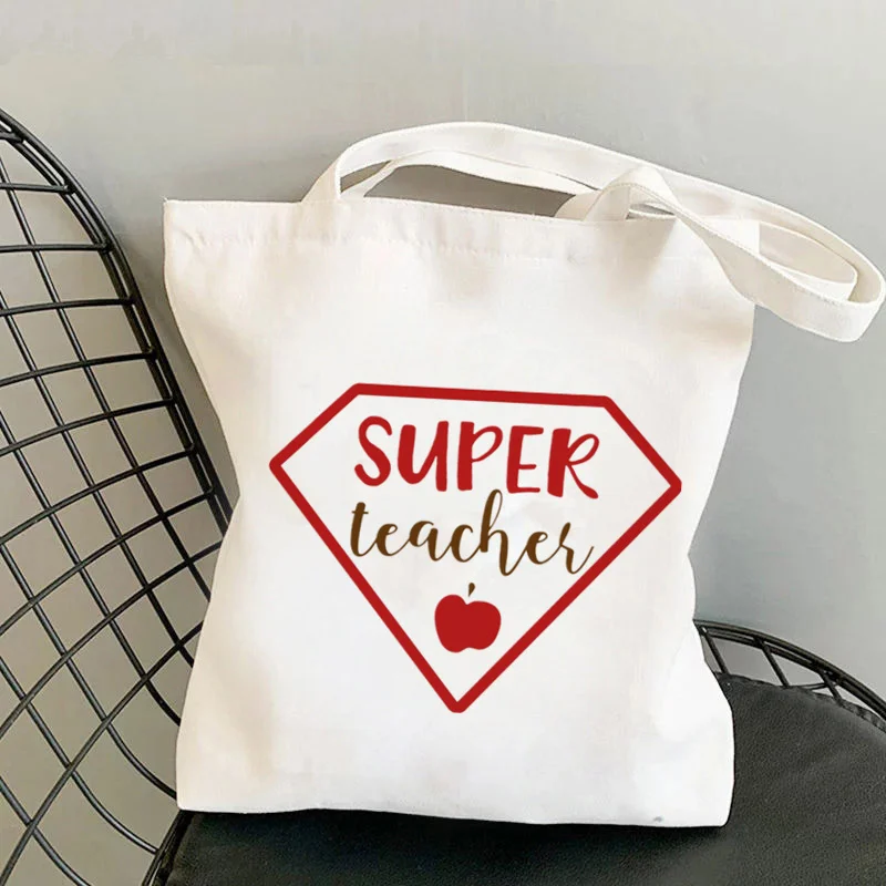 

Teacher Supplies Super Teacher Printed Tote Bag women Harajuku shopper Funny handbag girl Shoulder shopping Lady gift Canvas Bag