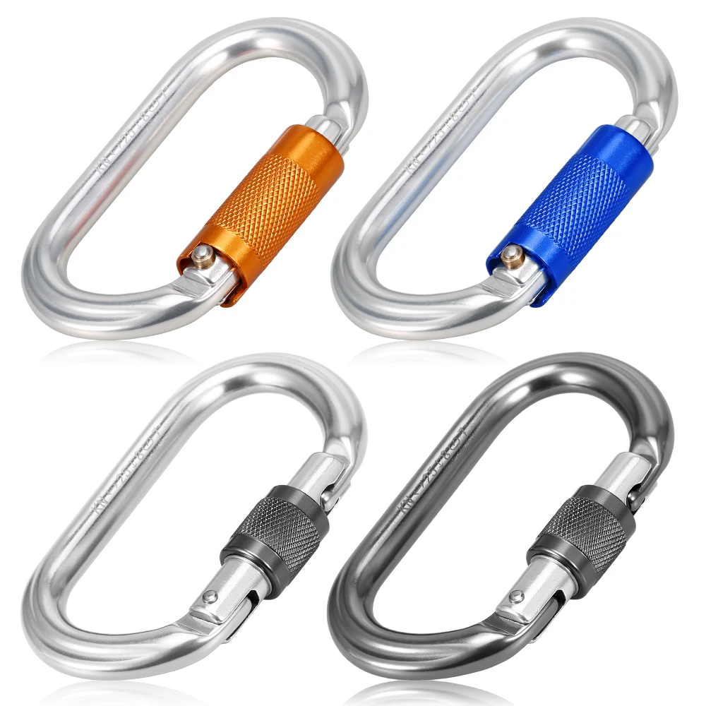 25KN Srew Locking Gate Carabiner Heavy Duty D Shape Climbing Rappelling Canyoning Hammock Clip | Спорт и развлечения