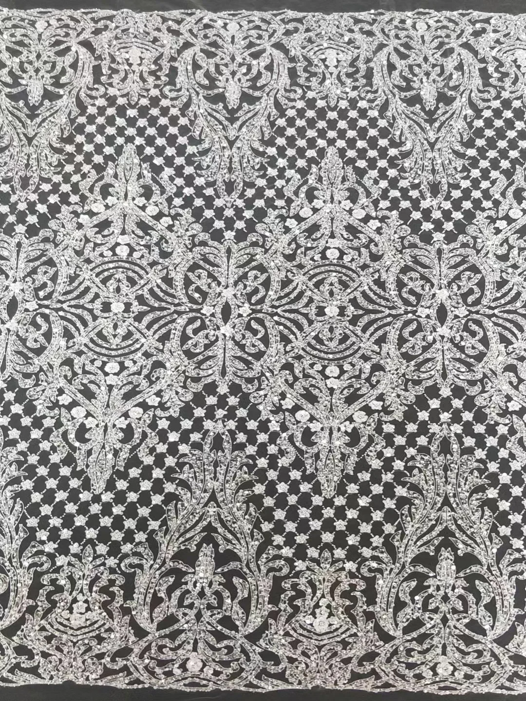 

(5yards/pc) High grade white African wedding tulle lace gorgeous tube beads and sequins embroidered French net lace FAX015