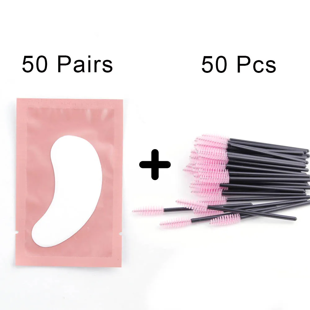 pink set3 100 шт накладки для наращивания ресниц бумажные накладки наклейки "ресницы" обертывание с 50 шт одноразовая щетка для ресниц наращивание ресниц инструменты - Цвет: pink set3