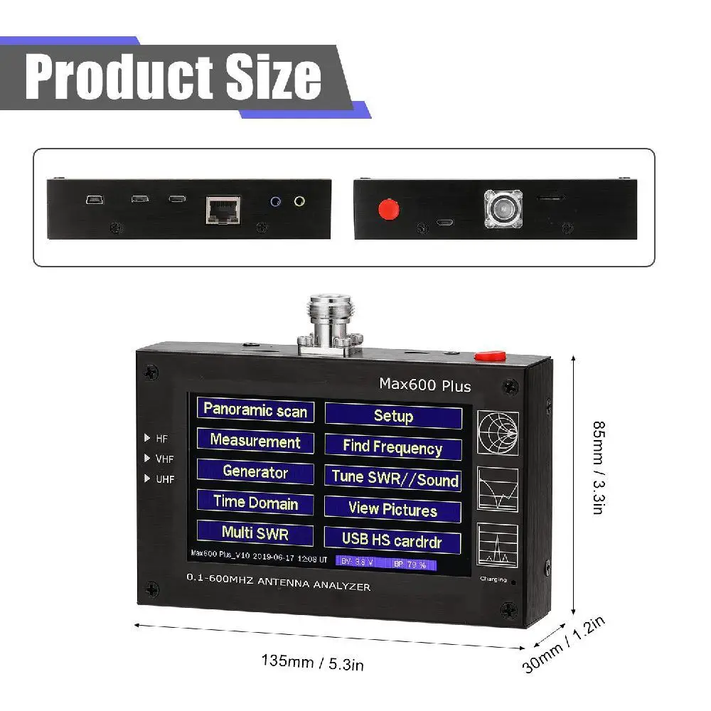 Профессиональный анализатор HF VHF UHF антенны Litake Max600 Plus 0 1-600 МГц с сенсорным