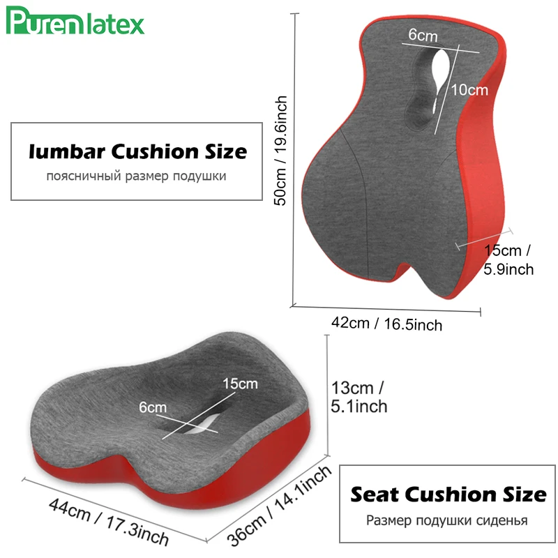 

Coccyx Seat Cushion Memory Foam Lumbar Support Orthopedic Pillow Set Of 2 For Improved And Back Pain Posture Relieve