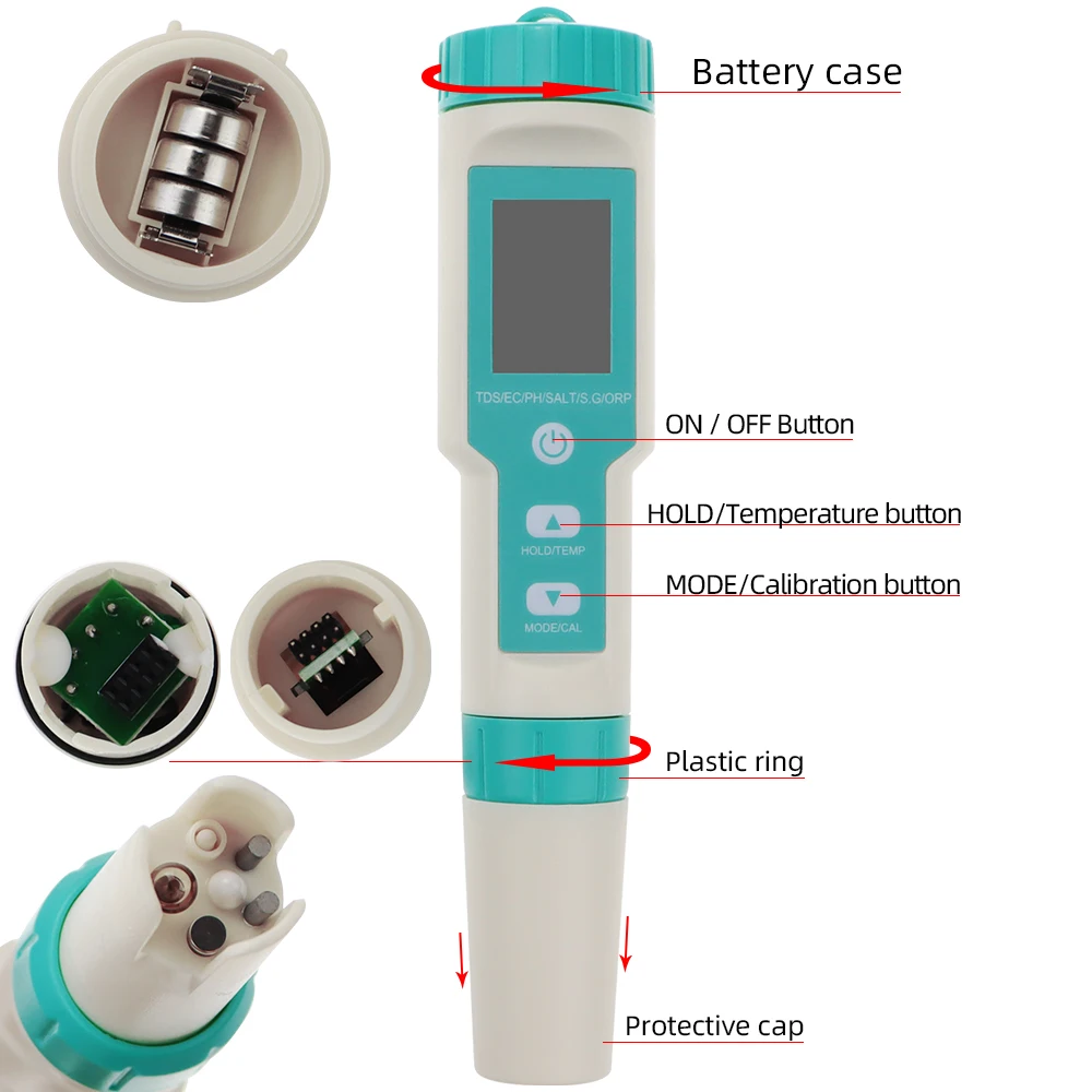 7 в 1TDS/EC/PH/SALT/S. G/ORP/Temp метр COM-600 тестер для контроля качества воды IP67 рН-метр