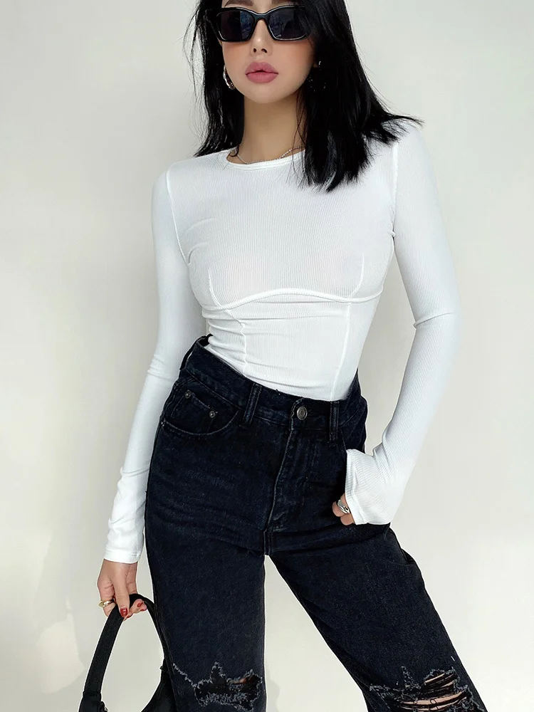 Женский оригинальный комбинезон топы с длинным рукавом для женщин обтягивающие