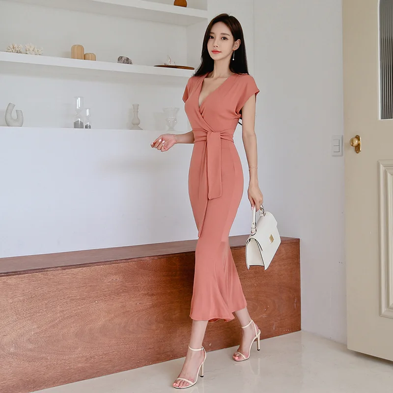 Женское длинное платье с V-образным вырезом женские облегающие элегантные платья