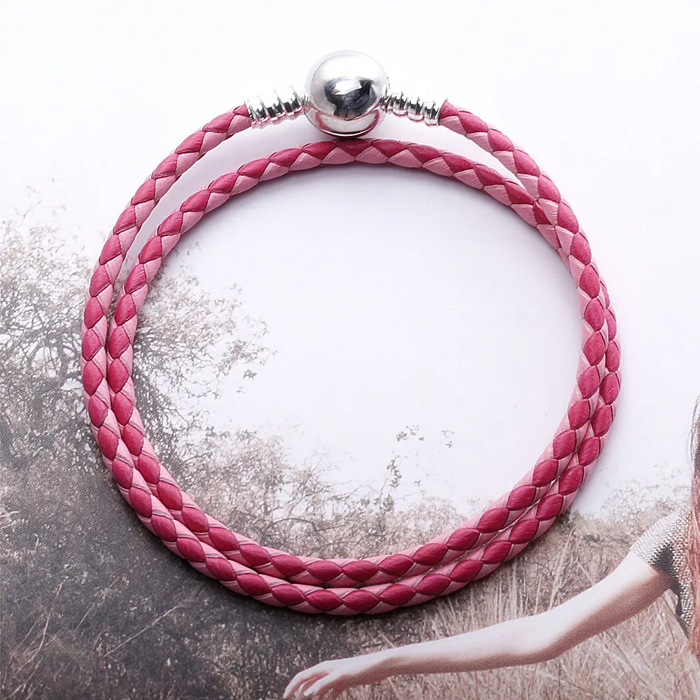 Женский двойной плетеный браслет Moonmory Летний стиль розовые моменты серебро 2020