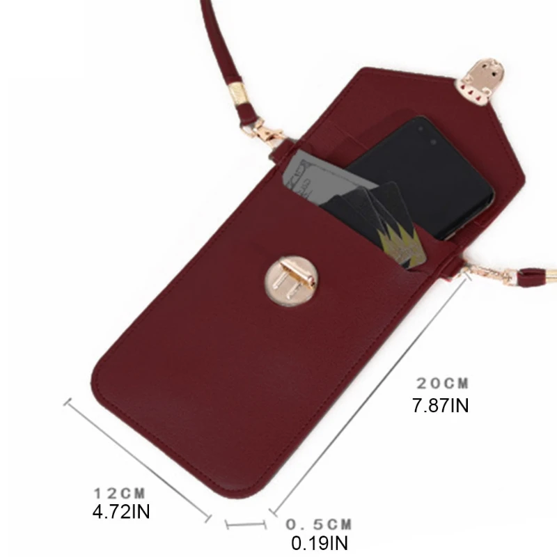 

Mini Crossbody Cell Phone Pouch Purse PU Leather Shoulder Bag with Touch Screen Window