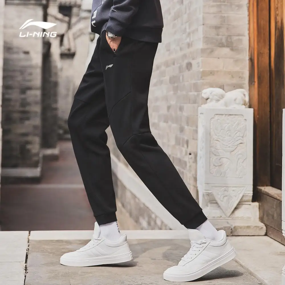 Li-Ning, мужские тренировочные спортивные штаны, флисовые, теплые, хлопковые, обычные, с карманами, с подкладкой, спортивные штаны AKLN859 MKY423