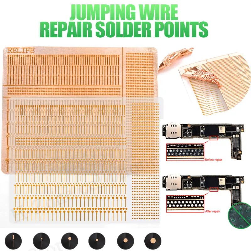 

5pcs RELIFE RL-007GA No looping repair spot welding piece Jumping wire repair solder points Seamless repair for mobile phone