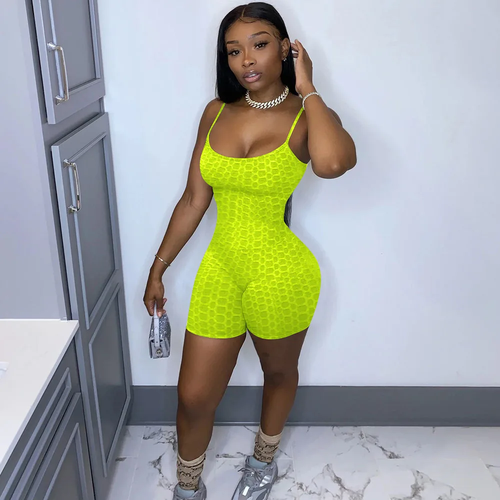

Casual Solid Fitness Sporty Playsuit Women Jumpsuit Shorts Rompers Spaghetti Strap Sleeveless Active Wear One Piece Outfits