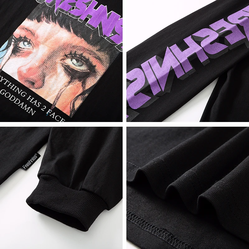 

Hip Hop Oversized T Shirt Men Cotton Autumn Long Sleeve Tshirt Girl Crying Printing Streetwear Harajuku Men's T-shirts 2020