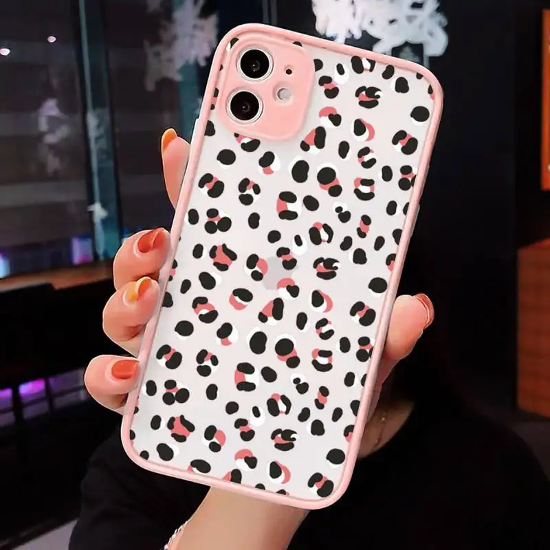 

Leopard Texture mosaic painting simple Phone Case Matte Transparent for iPhone 7 8 11 12 s mini pro X XS XR MAX Plus cover funda