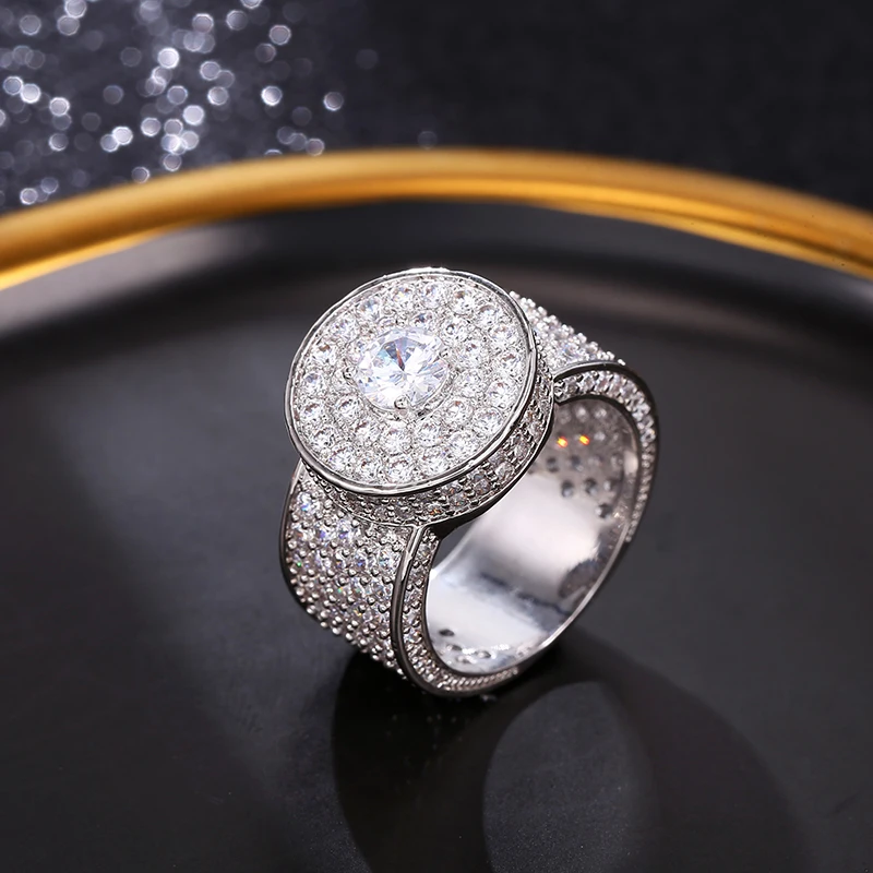 

Hip Hop Rock Rap Iced CZ Rings Band party Men's Woman Ring Charm Gold Color Silver Cubic Zircon Iced Ring Fashion Jewelry Out
