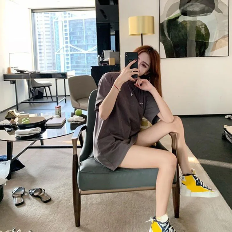 

Oversize Women T-Shirts Summer 2020 New Short Sleeve Letter Print Hip Hop T-shirt Harajuku O Neck Long Tops Korean White T Shirt