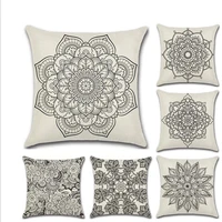 bohemian abstract geometric pattern flower printing pillow case custom home decoration linen pillowcase car waist cushion cover