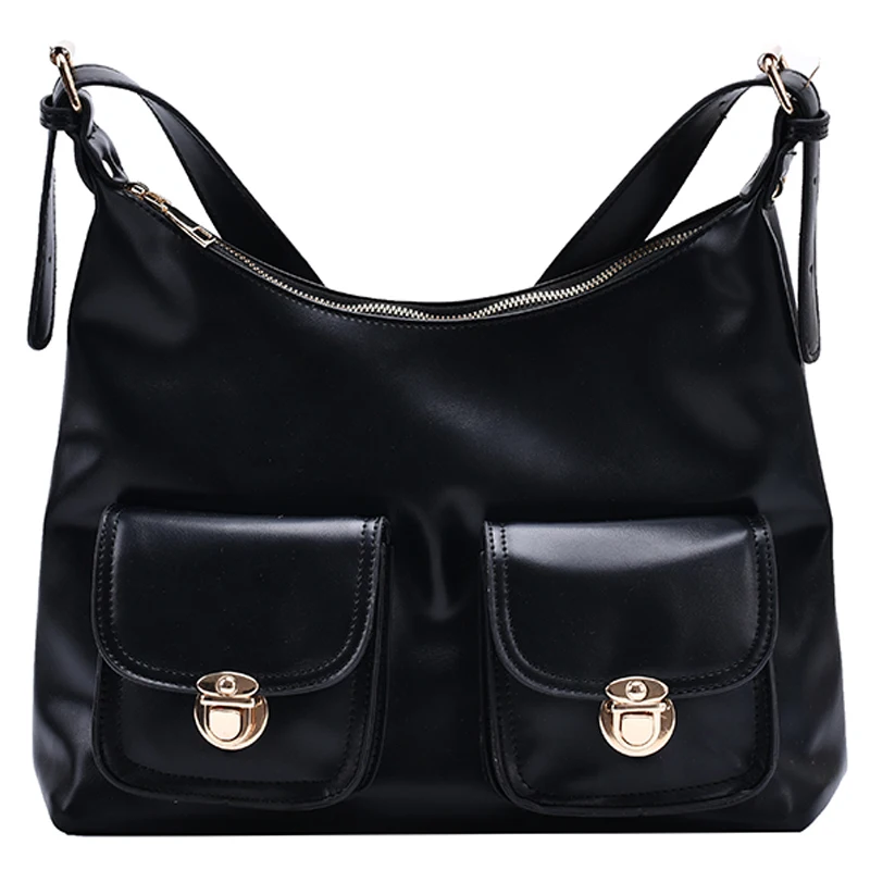 

Luxury Women Handbag Double Pocket PU Leather Shoulder Bags Trend Hand Bag Women's Branded Trending Travel bags