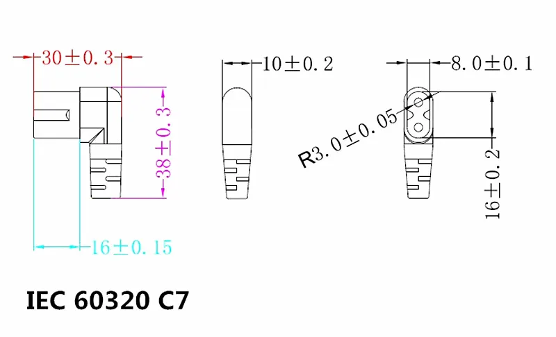 Европейский 2 контактный штекер 5 м 1 шт. Угловой кабель питания IEC320 C7 шнур
