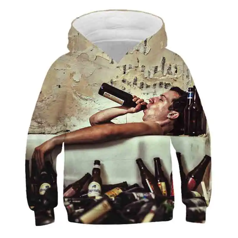 

New 2020 Autumn Winter Boy Girl Clothes polyester Hooded beer party print 3D hot sale Sweatshirt Children Casual Sportswear