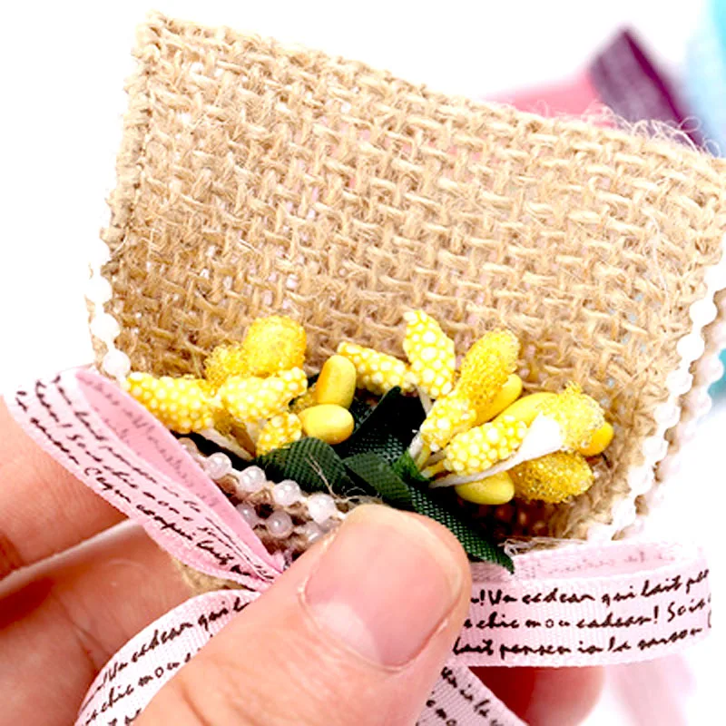 1 шт. джутовая хэндмейд в декорированном мешковиной горшке гессенской цветок