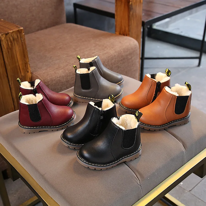Зимние плюшевые теплые ботинки Martin для больших детей Римская обувь маленьких