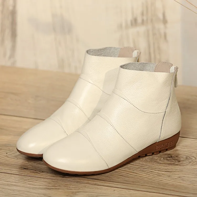 Женские ботильоны зимние ботинки на плоской подошве с мягкой кожаной подошвой