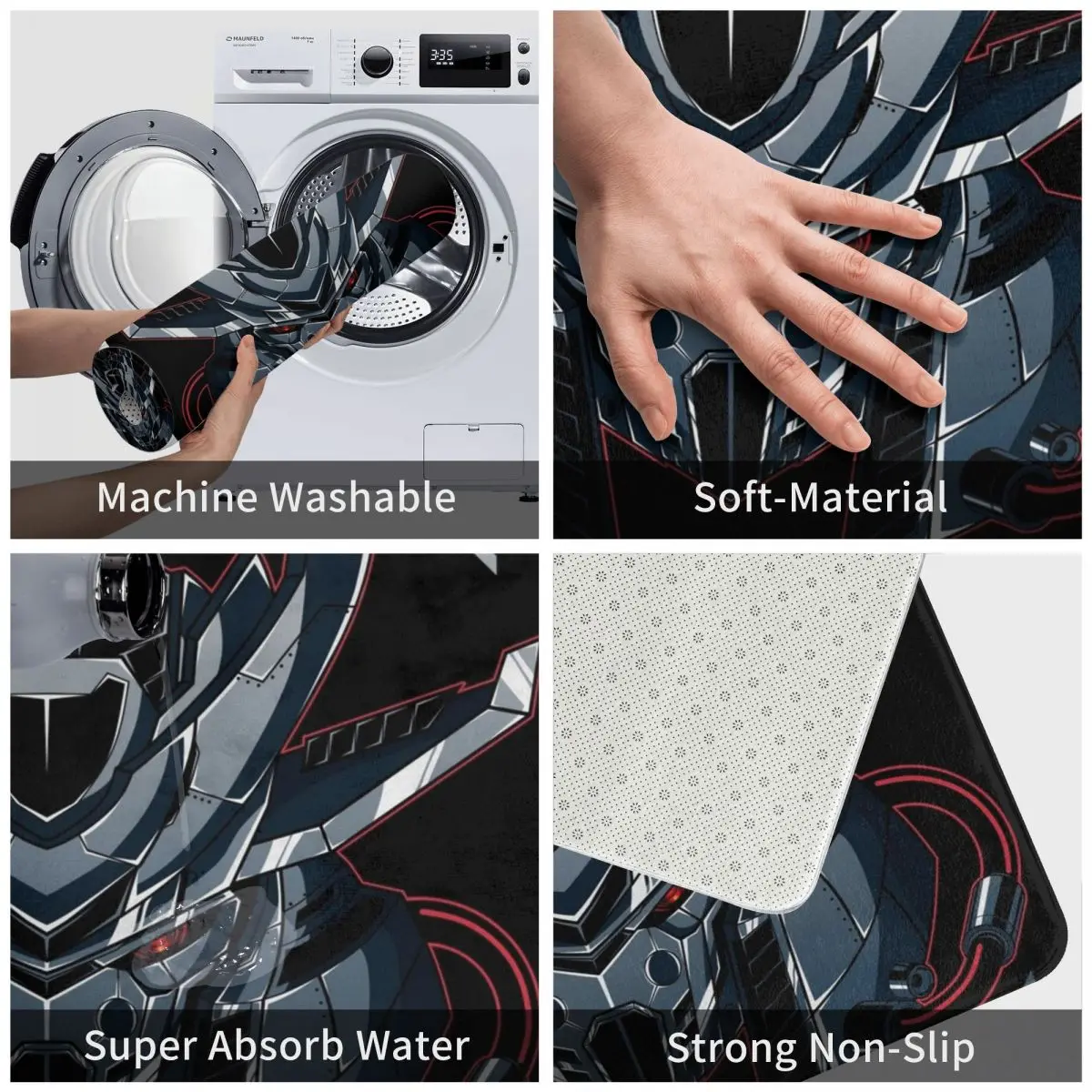 Коврик для иллюстрации головы робота коврик ног ванной нескользящий туалета