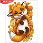 Набор для алмазной живописи 5D сделай сам HUACAN, животное, лиса, настенное украшение, алмазная вышивка, кленовый лист, мозаика в подарок