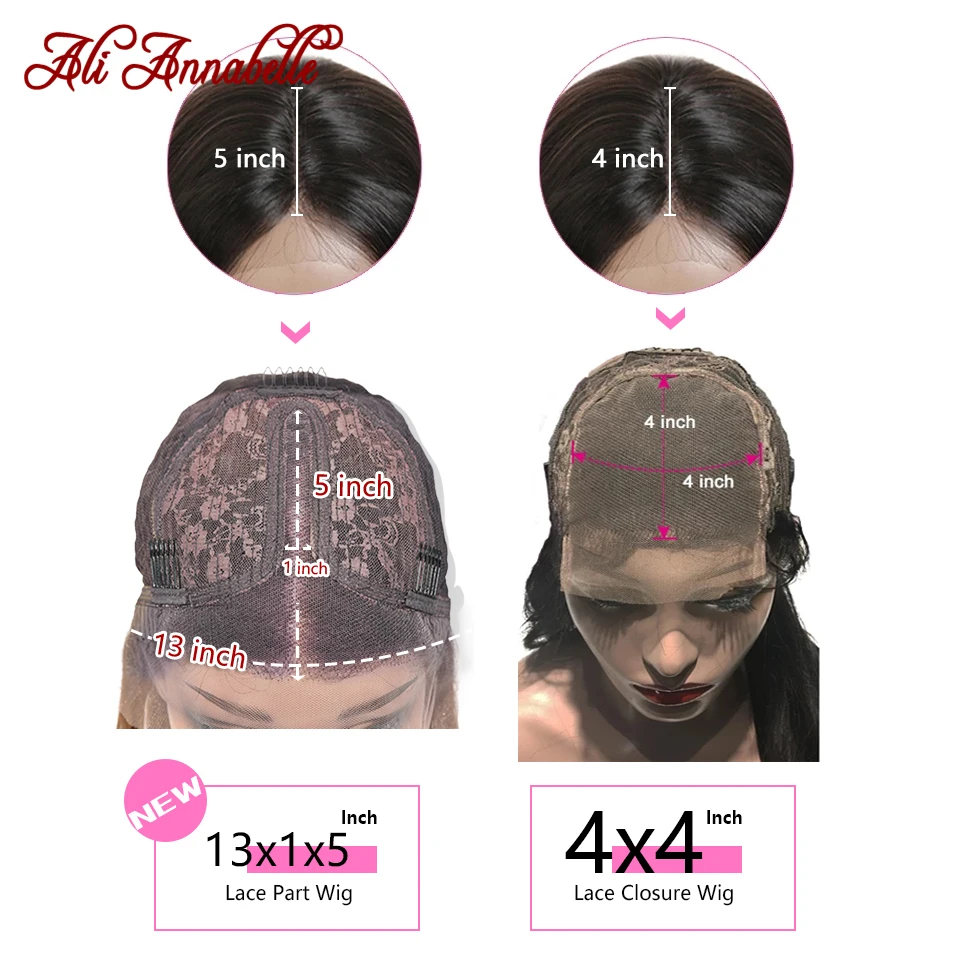 Ali Annabelle Straight Human Hair Wigs 4x4 Lace Closure Wig 150% Pre Plucked Hairline 13x5x1 T Part | Шиньоны и парики