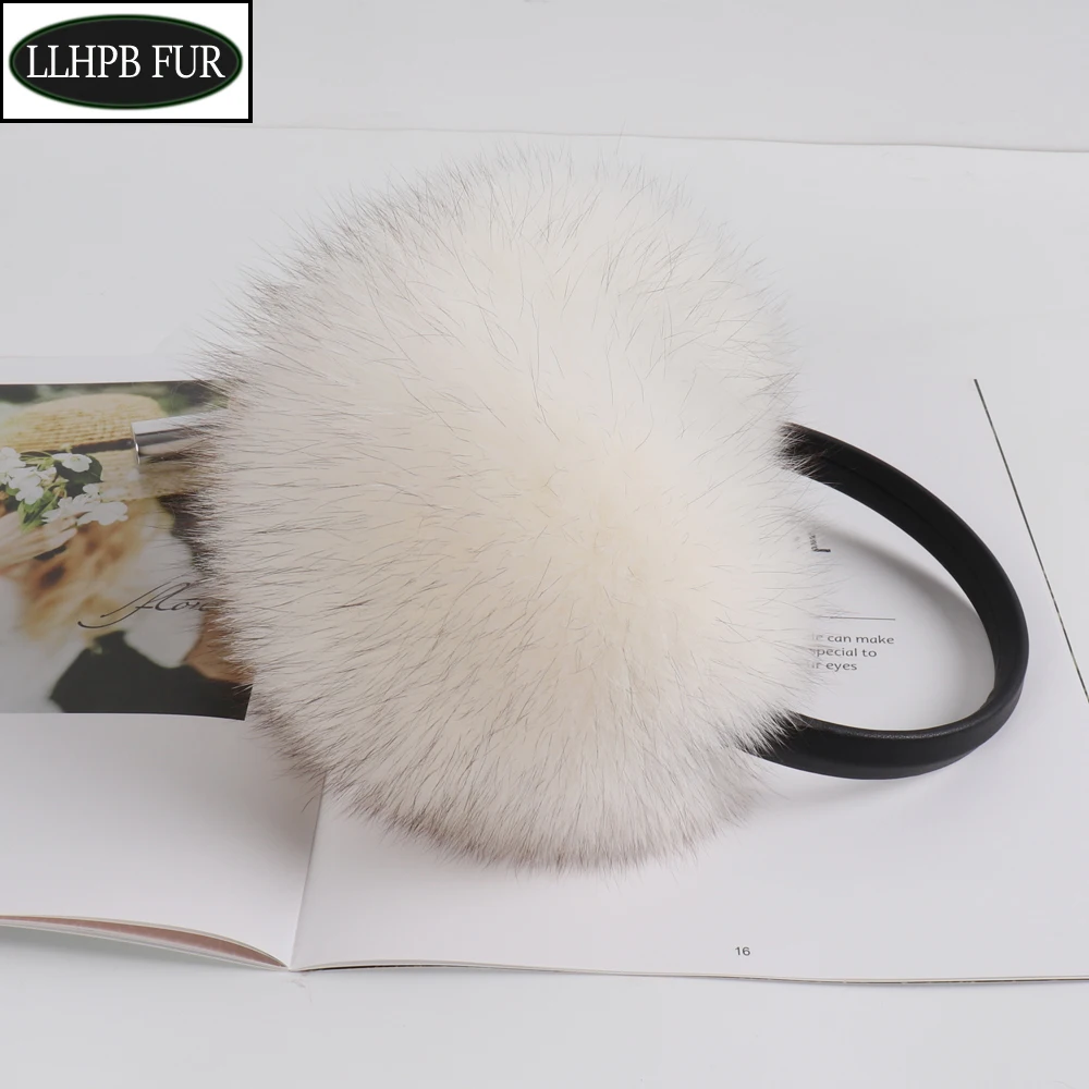 

2023 New Russian Women Winter Warm Fluffy Genuine Fox Fur Earmuffs & Earflap Luxurious Handmade Lady Plush Real Fox Fur EarMuff