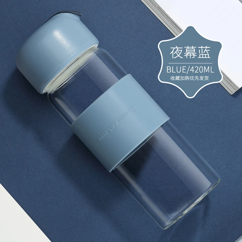 저렴한 식수 유리 컵 휴대용 대용량 미니멀리스트 투명 물병 Garrep De Vidro 500 ML 핑크 병 HH50SP