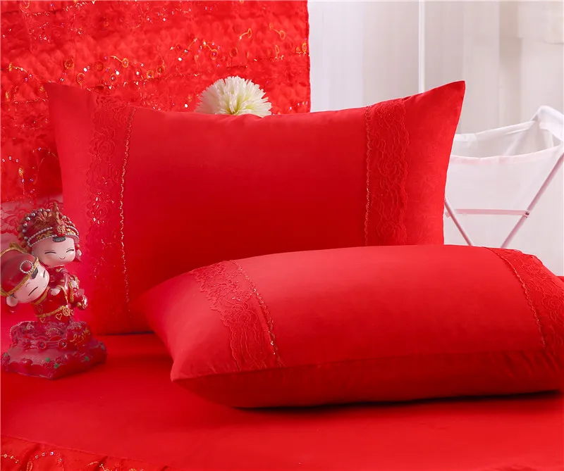 2019 Новое свадебное платье с красным кружевом покрывало простынь наволочки для