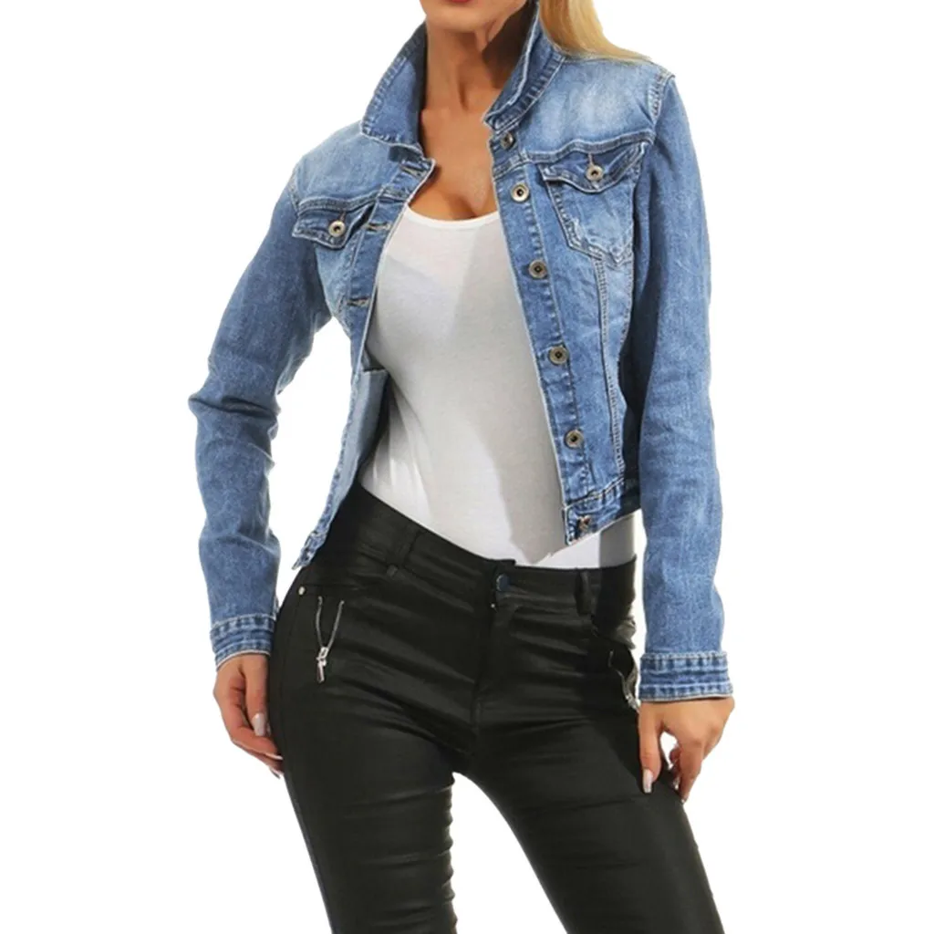 Женская джинсовая куртка Повседневная модная длинное джинсовое пальто верхняя