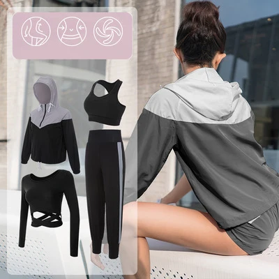 

Women's Suit New Style Yoga Clothes Loose Breathable Running Fitness Yoga Five-piece Suit Foreign Trade Explosive Sportswear