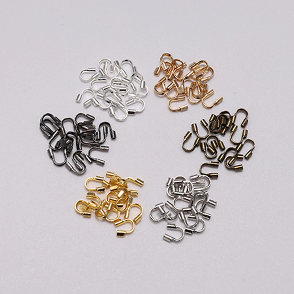 

100Pcs/Bag 4.5x4mm Wire Protectors Wire Cable Guardian Protectors Loops U Shape Connector Accessories for Jewelry Making Finding