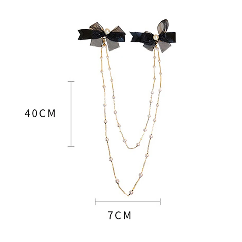 

Korean Temperament Chain Tassel Pearl Bow Hairpin Super Fairy Girl Side Clip Spring Clip Hairpin Net Red Hair Accessories