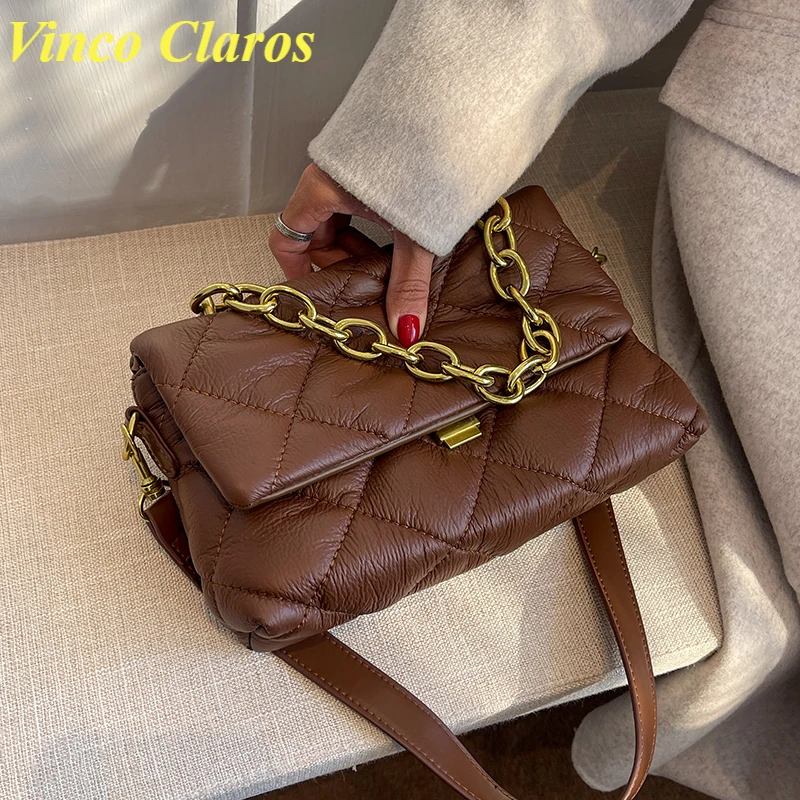 

Роскошные брендовые сумки через плечо для женщин, мягкие кожаные кошельки и сумочки, женская брендовая трендовая сумка на цепочке для зимы