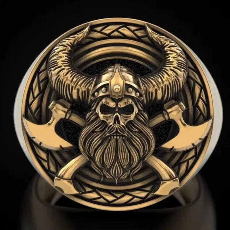 

2021 new Viking skull rings for men Vintage fashion punk Opening can be adjusted Rings Banquet birthday gift Jewelry wholesale