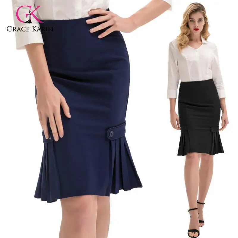 

Grace Karin Women Vintage Retro Solid Color Knee-Length Hips-Wrapped Bodyon Pencil Skirt Fashion Lady Solid Color Skirts
