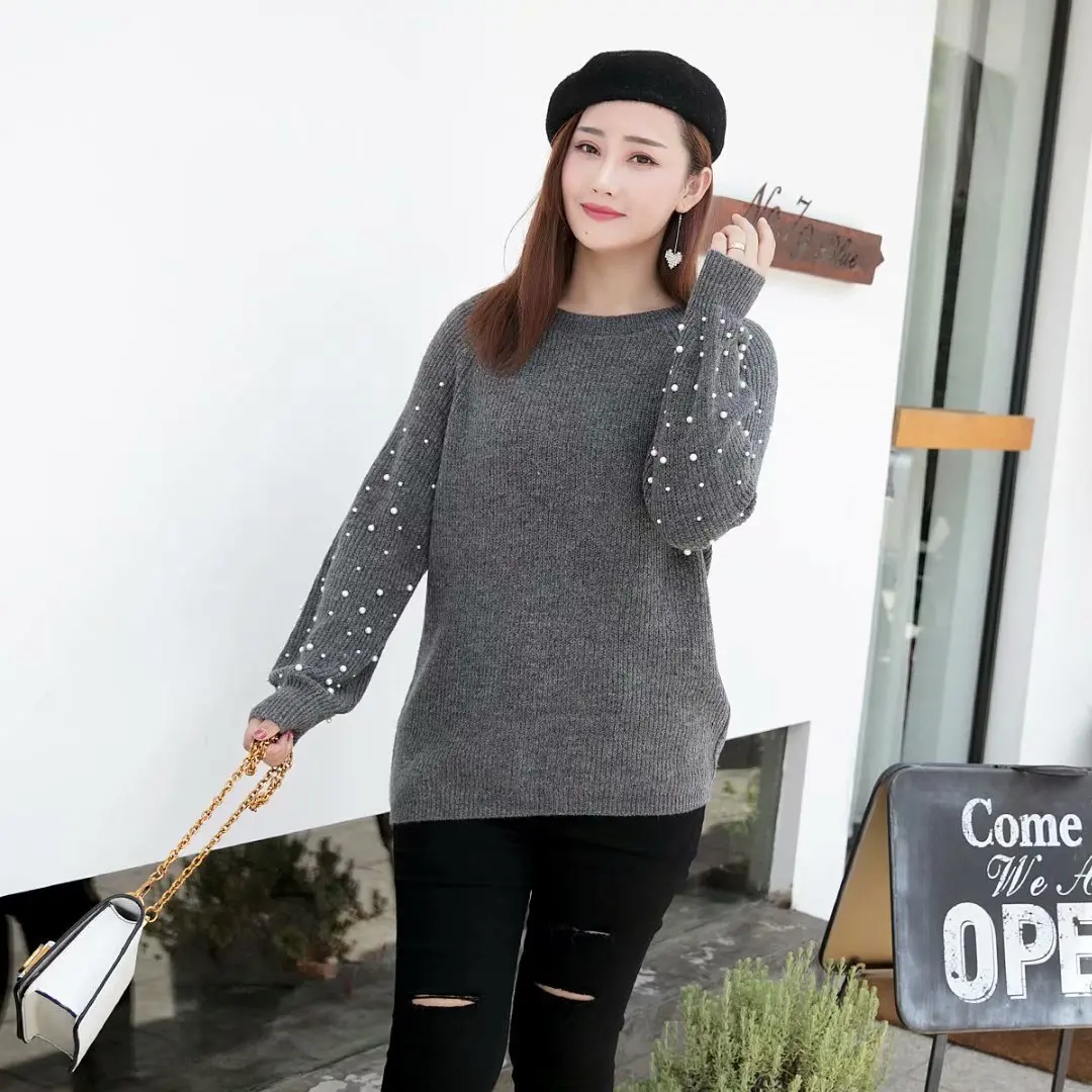 Женский Повседневный трикотажный свитер размера плюс с рукавом реглан и